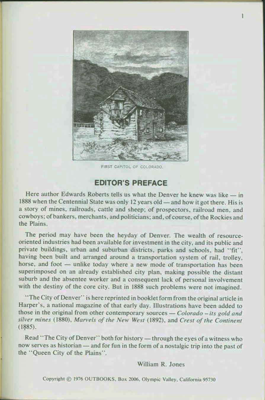 The City of Denver, 1888: an early history of "The Queen City of the Plains". vist0006a